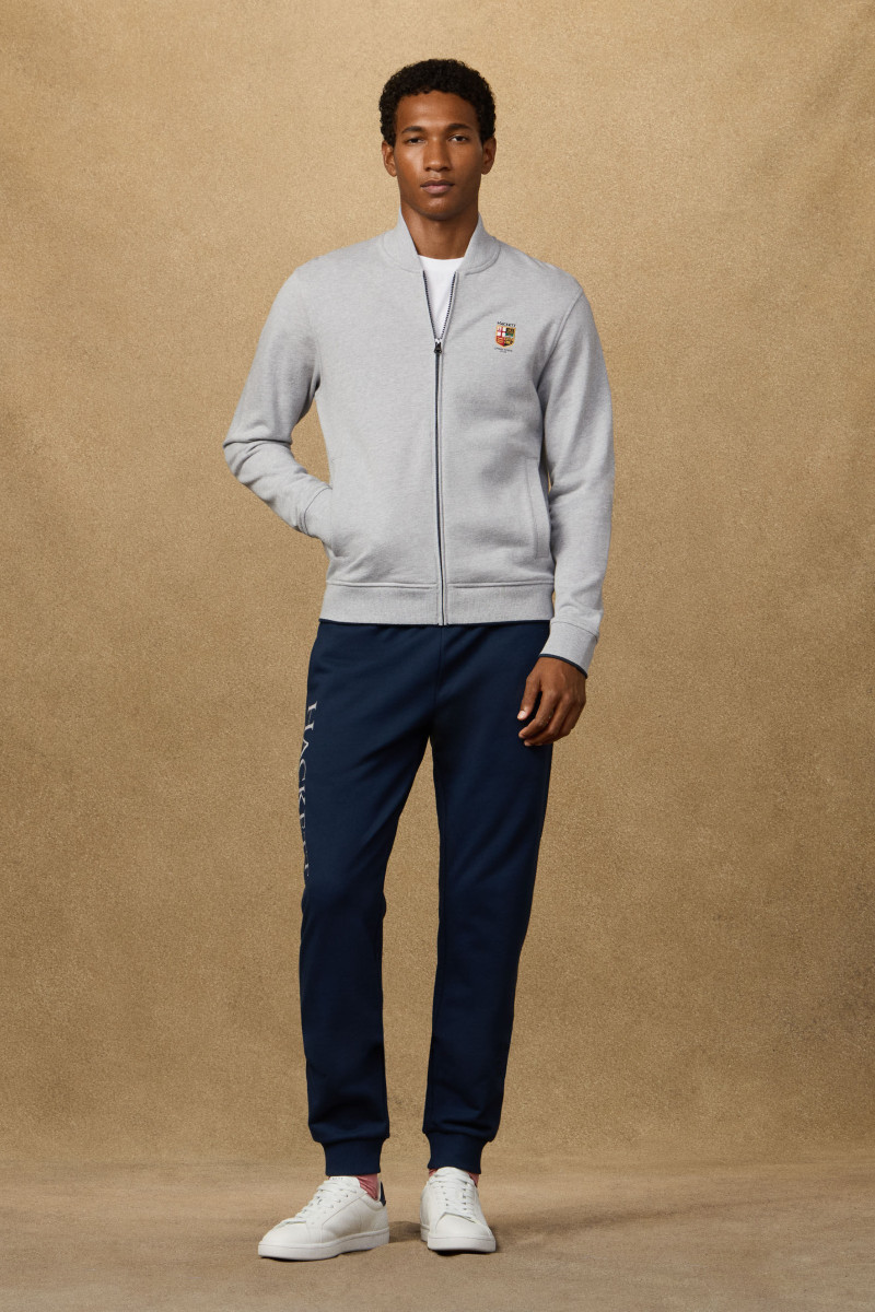 Mikina Hackett London Heritage Lrc Fz Bomber Light Grey Marl