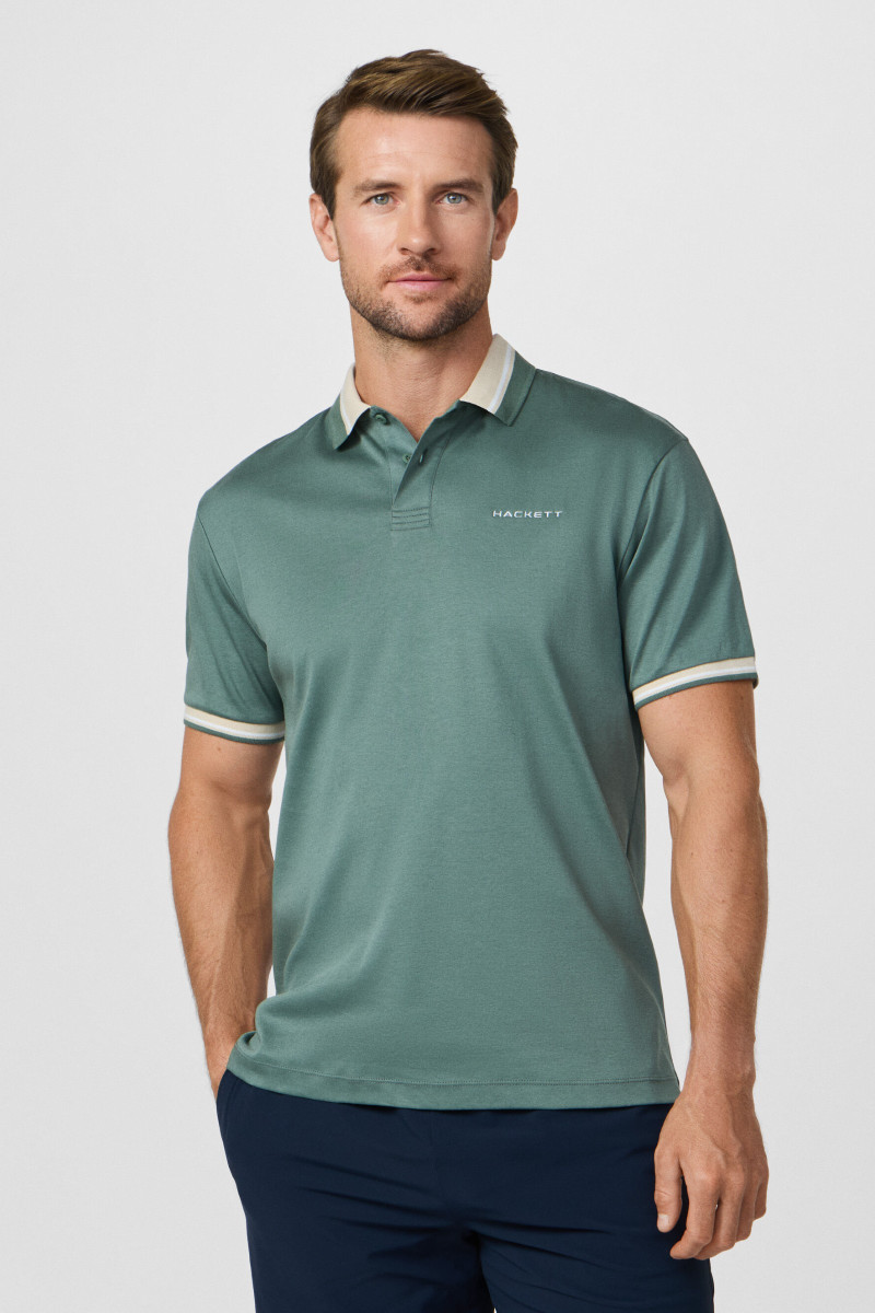 Póló Hackett London Hs Club Collar Polo Sage Green