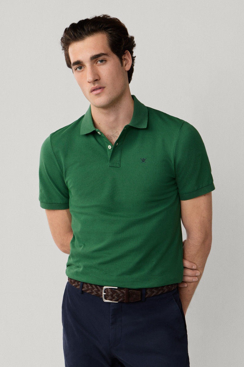 Polokošeľa Hackett London Slim Fit Logo Apple Green