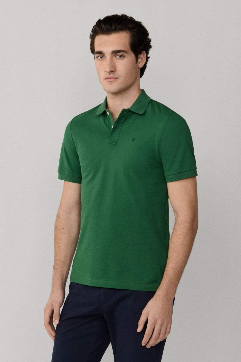 Polokošeľa Hackett London Slim Fit Logo Apple Green