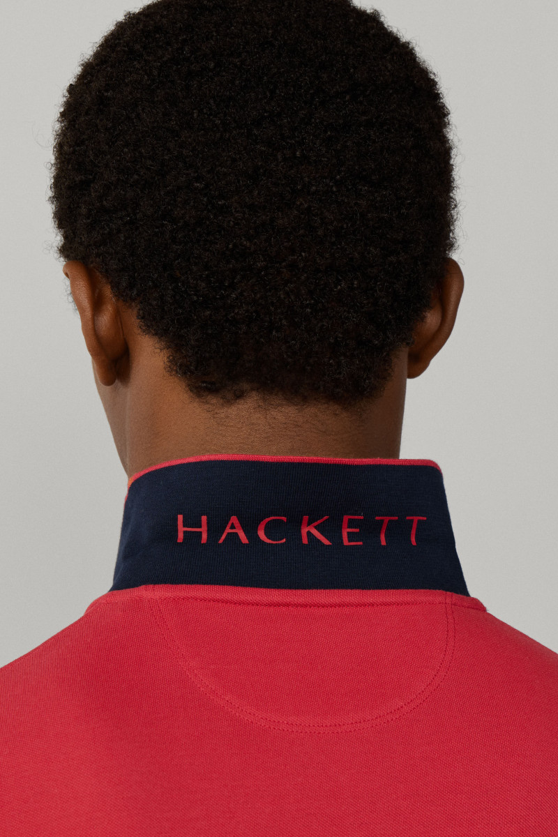 Polokošeľa Hackett London Slim Fit Logo Light Red