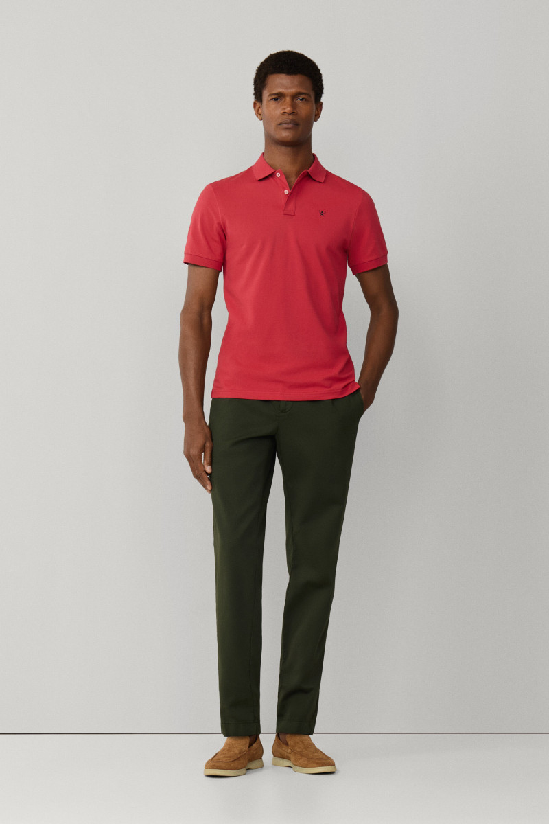 Polokošeľa Hackett London Slim Fit Logo Light Red