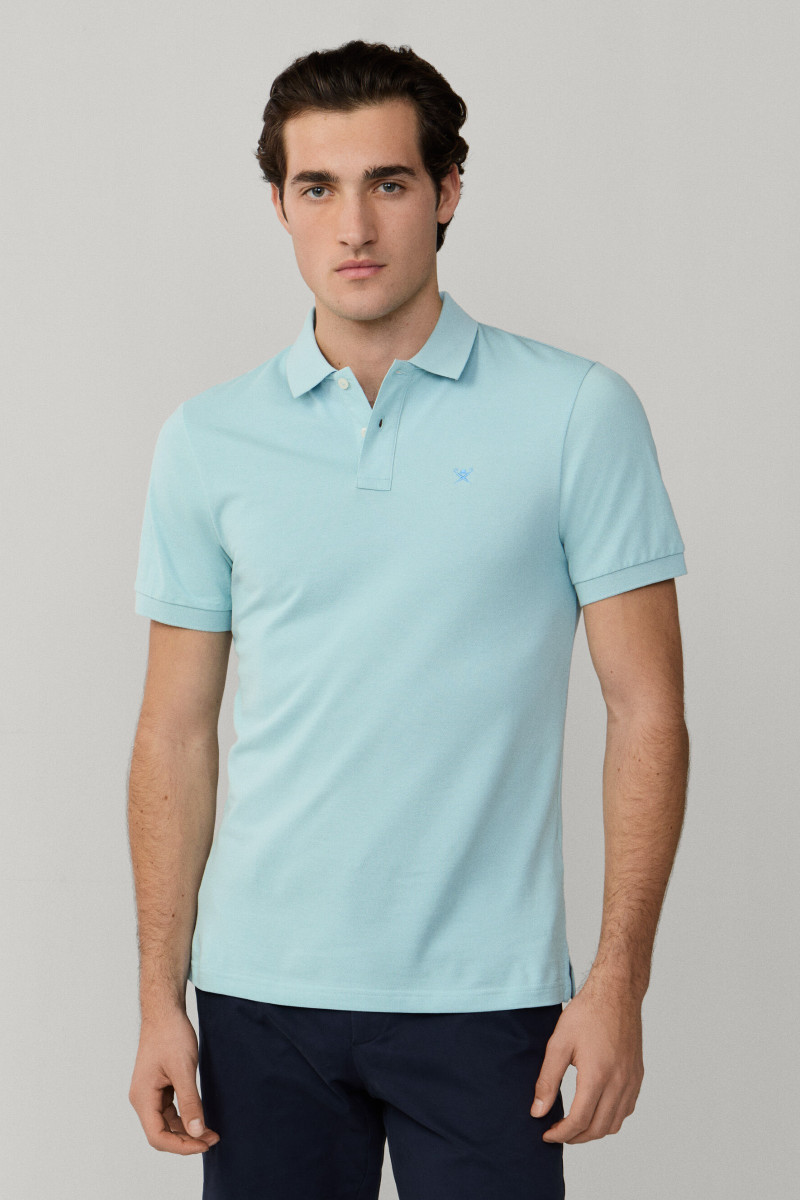 Póló Hackett London Slim Fit Logo Menthol Green