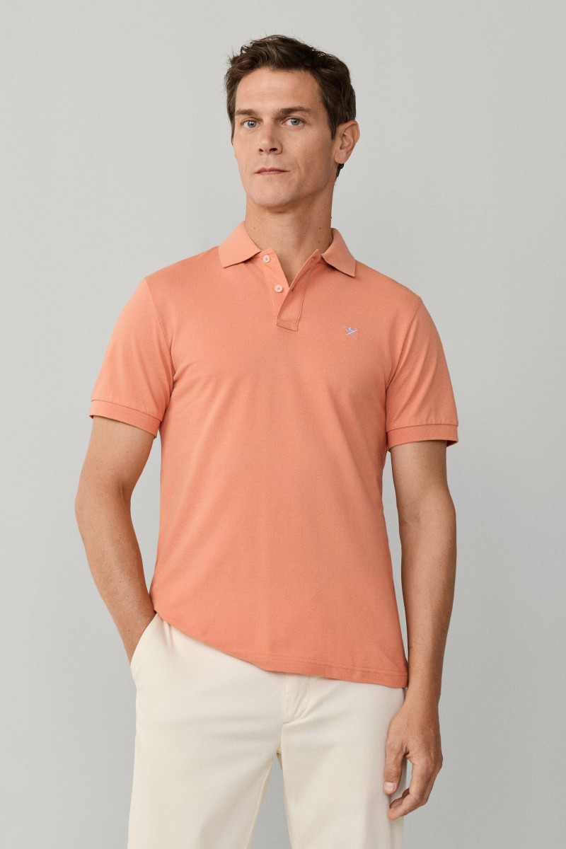 Póló Hackett London Slim Fit Logo Sunset Orange