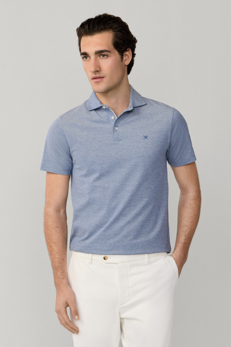 Polokošeľa Hackett London Oxford Pique Polo Ss Eton Blue