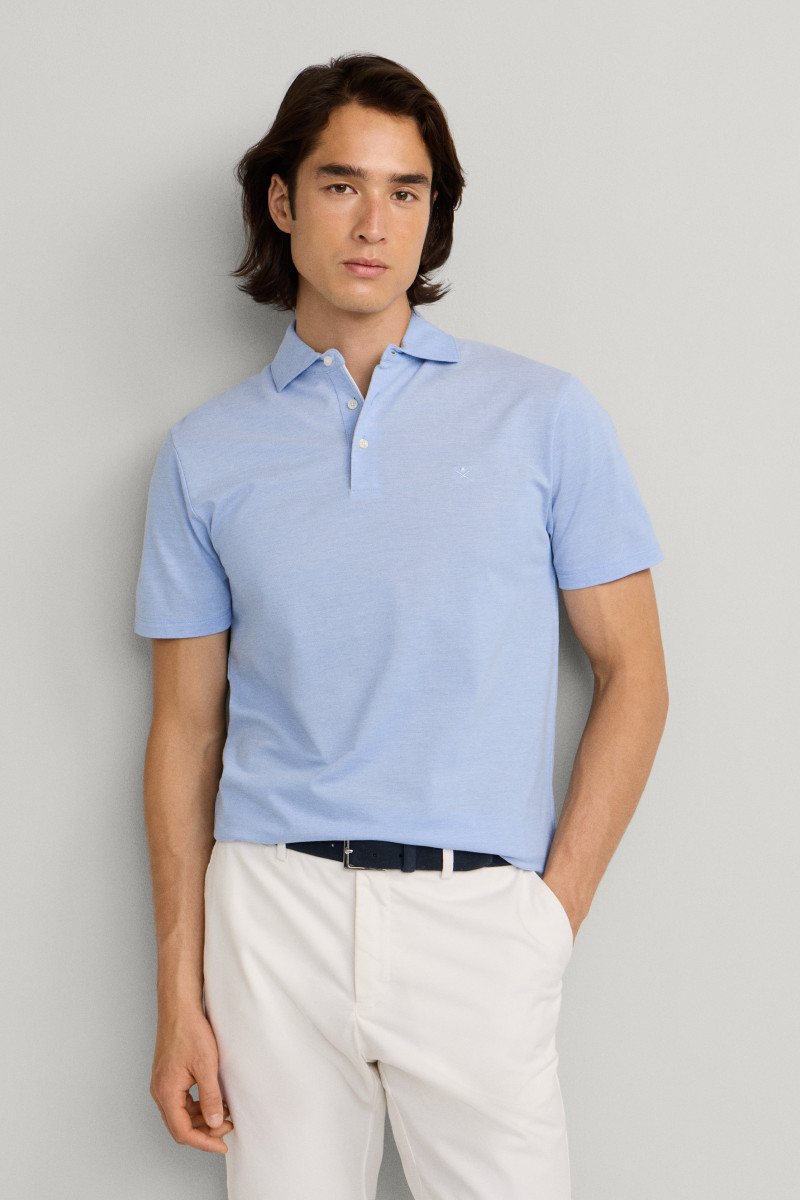 Polokošeľa Hackett London Oxford Pique Polo Ss Oxford Blue