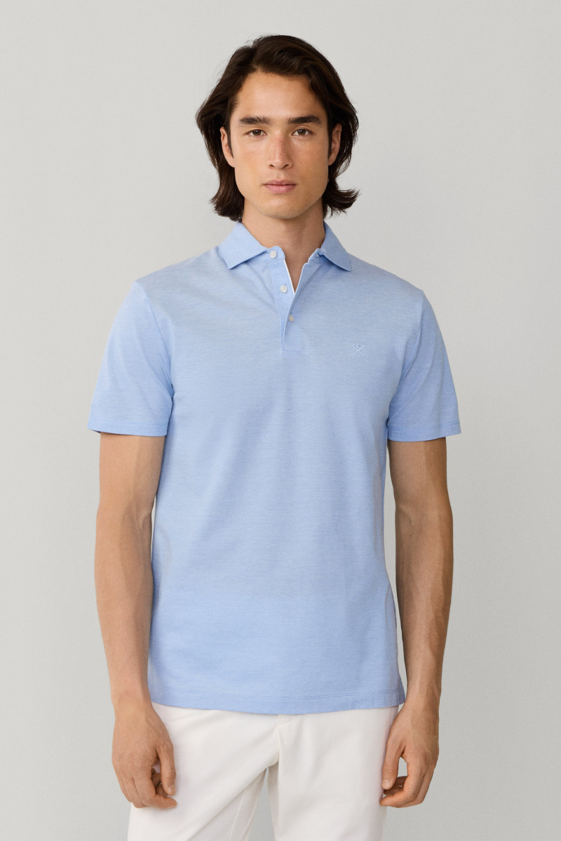 Polokošeľa Hackett London Oxford Pique Polo Ss Oxford Blue