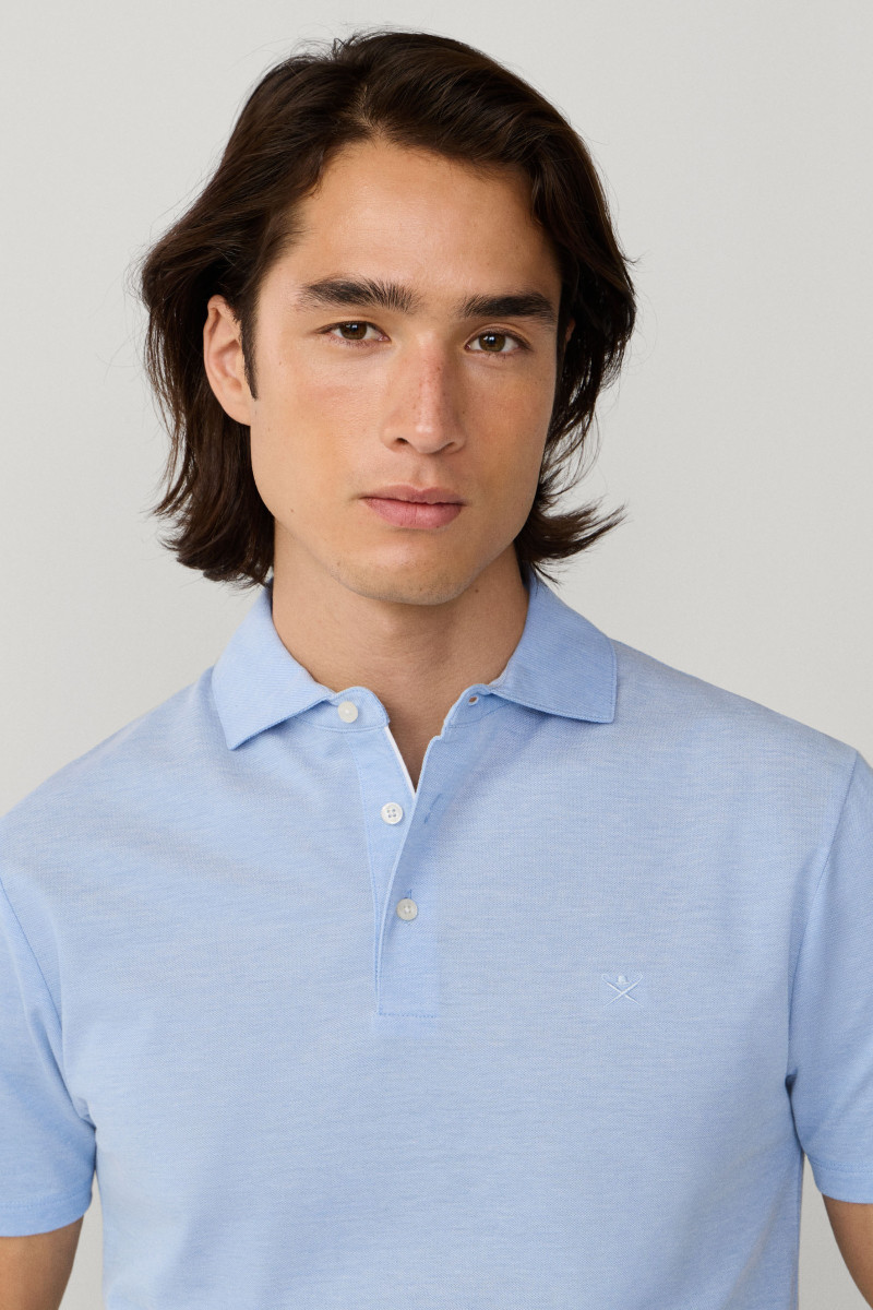 Polokošeľa Hackett London Oxford Pique Polo Ss Oxford Blue