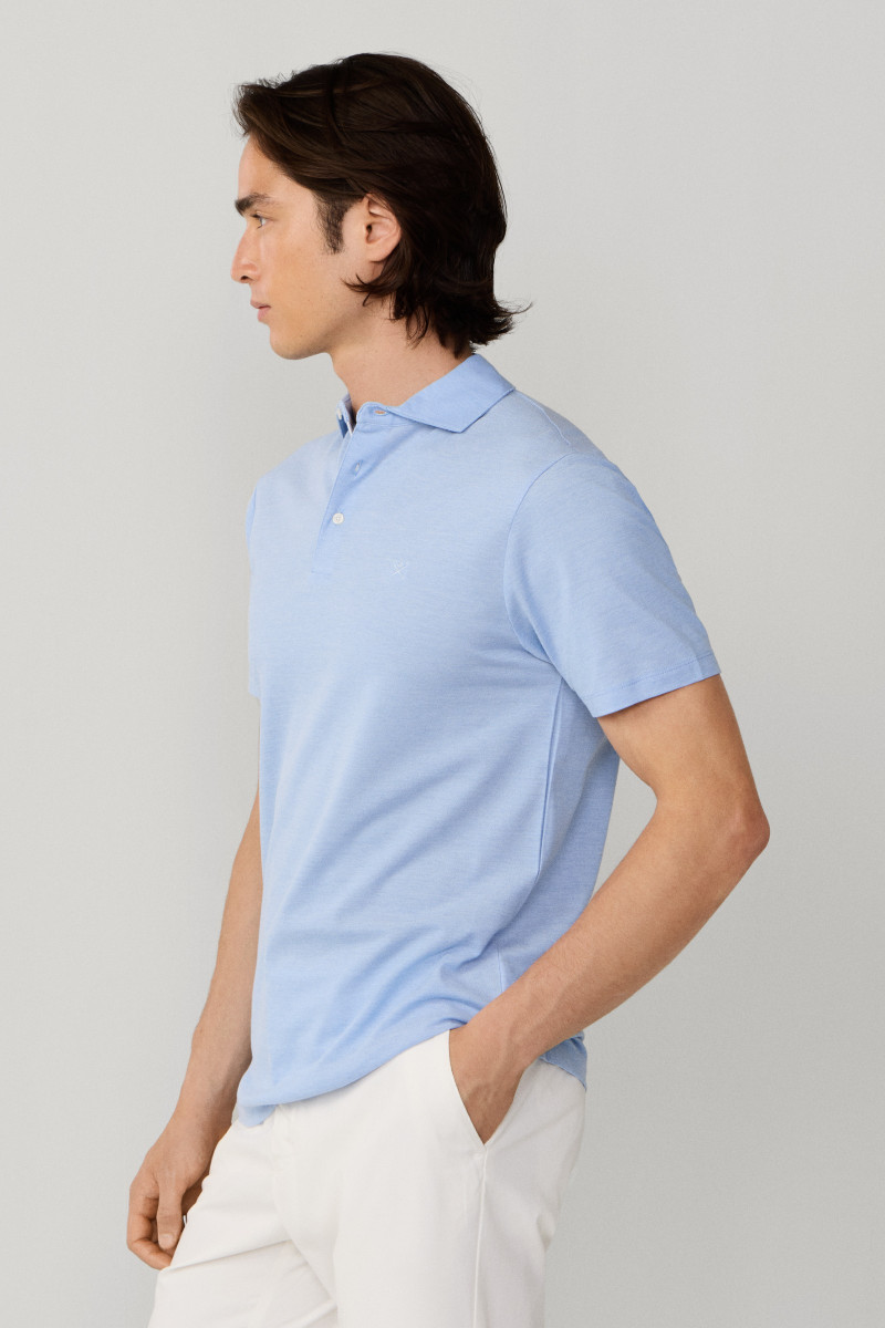 Polokošeľa Hackett London Oxford Pique Polo Ss Oxford Blue