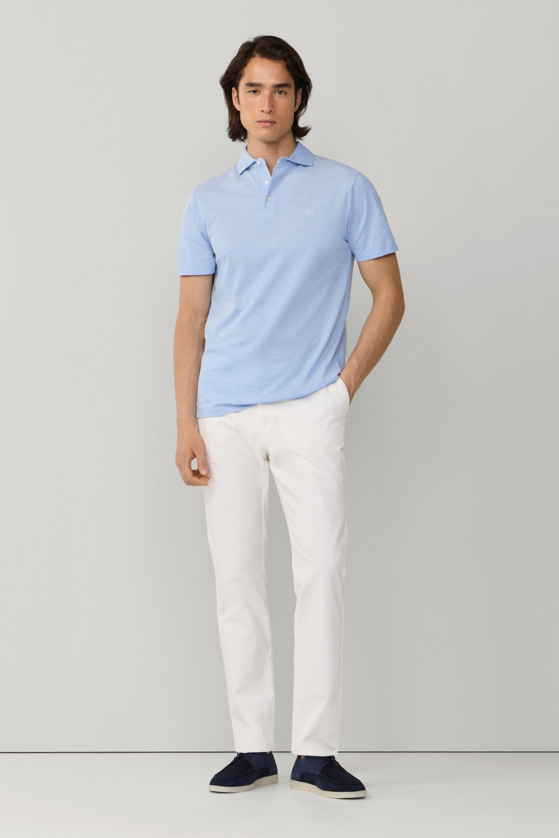 Polokošeľa Hackett London Oxford Pique Polo Ss Oxford Blue