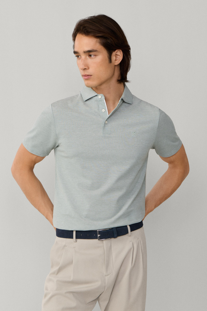 Polokošeľa Hackett London Oxford Pique Polo Ss Sage Green