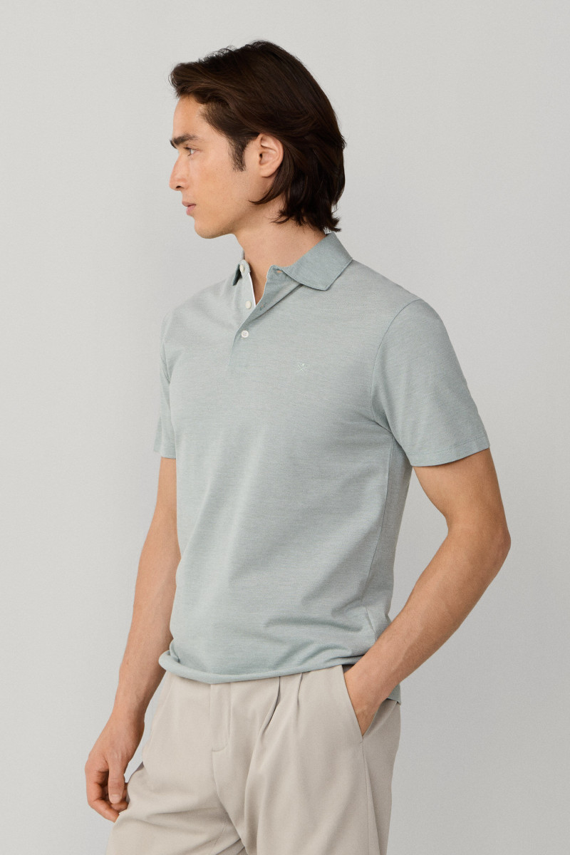 Polokošeľa Hackett London Oxford Pique Polo Ss Sage Green