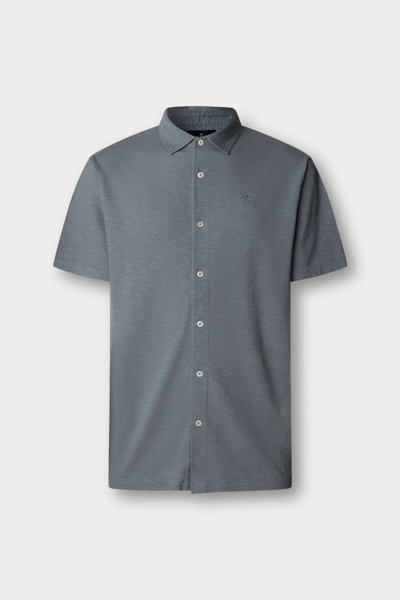 Polokošeľa Hackett London Cott Linen Shirt Polo Thames Blue