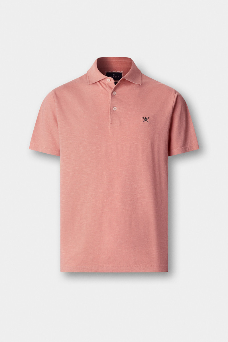 Polokošeľa Hackett London Swim Rose Cott Linen Dusty Rose Pink