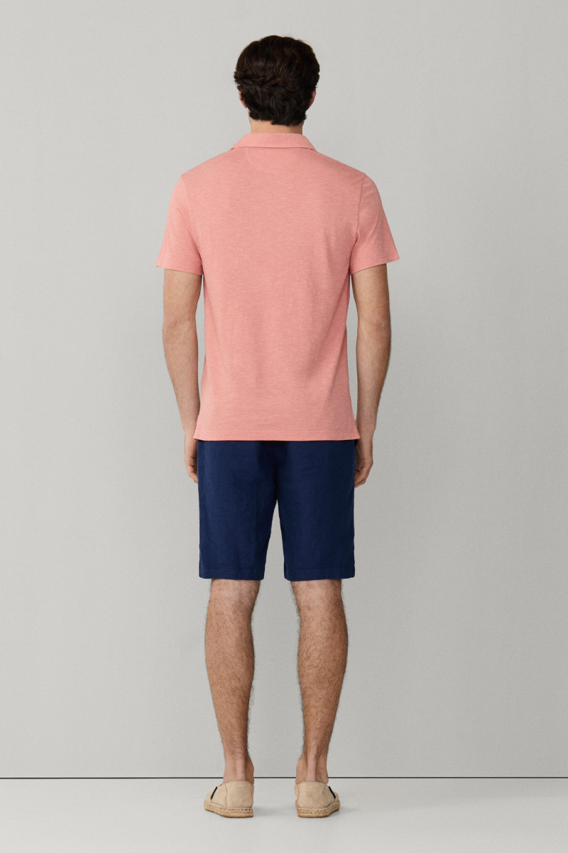 Polokošeľa Hackett London Swim Rose Cott Linen Dusty Rose Pink