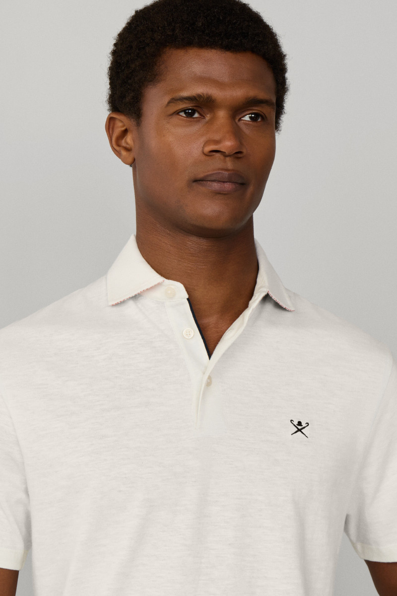 Polokošeľa Hackett London Swim Rose Cott Linen Off White
