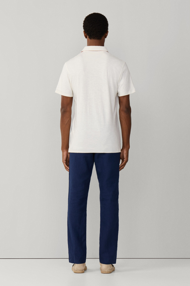 Polokošeľa Hackett London Swim Rose Cott Linen Off White