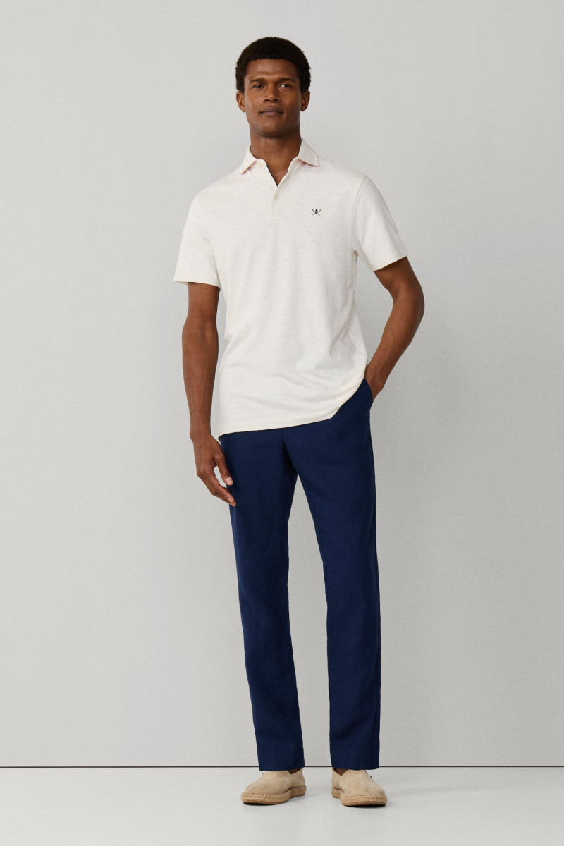 Polokošeľa Hackett London Swim Rose Cott Linen Off White