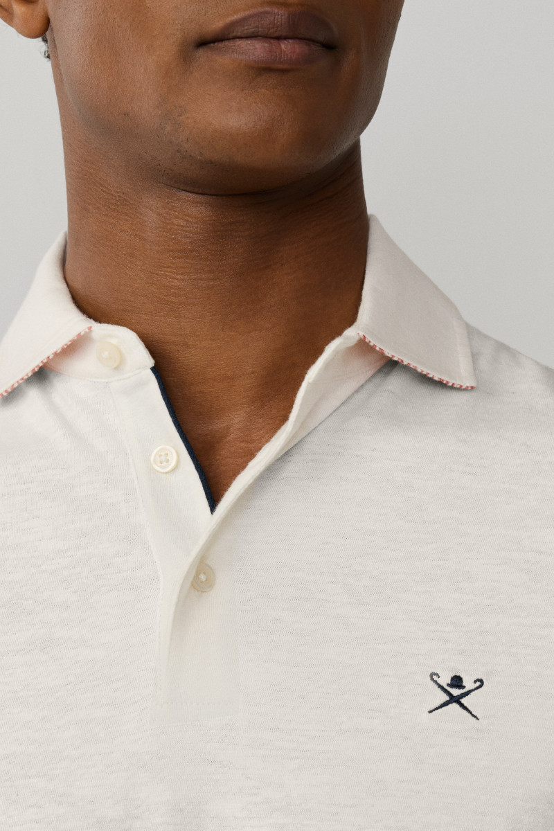 Polokošeľa Hackett London Swim Rose Cott Linen Off White