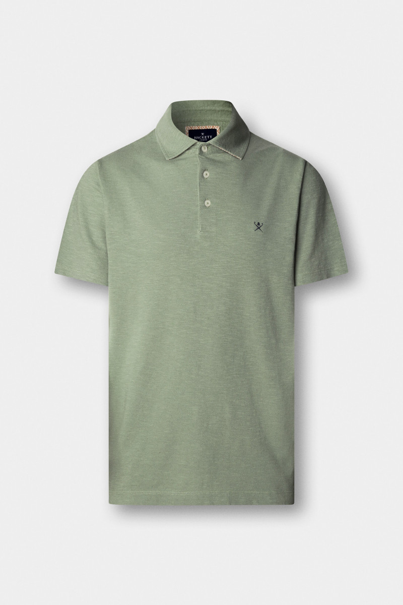 Polokošeľa Hackett London Swim Rose Cott Linen Sage Green