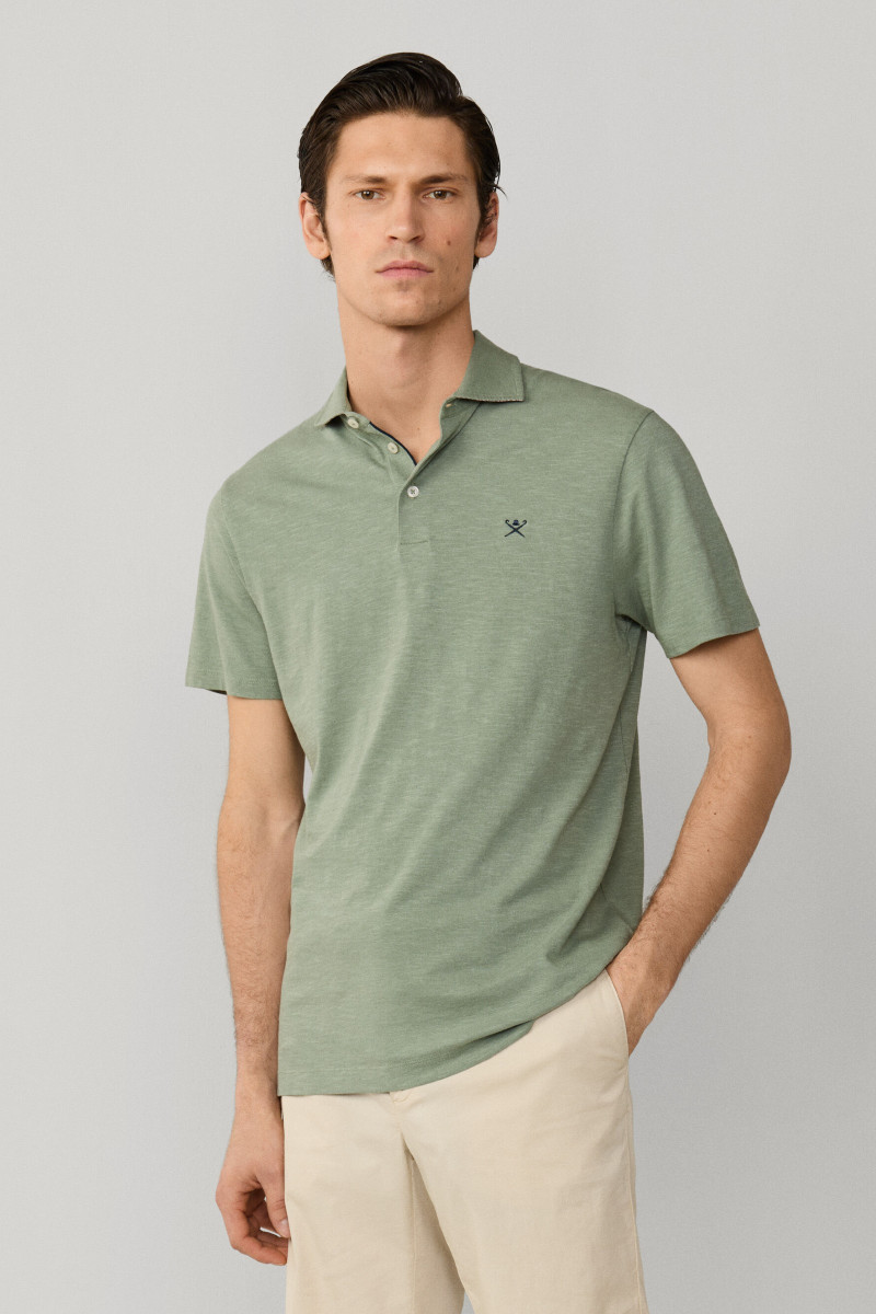 Polokošeľa Hackett London Swim Rose Cott Linen Sage Green
