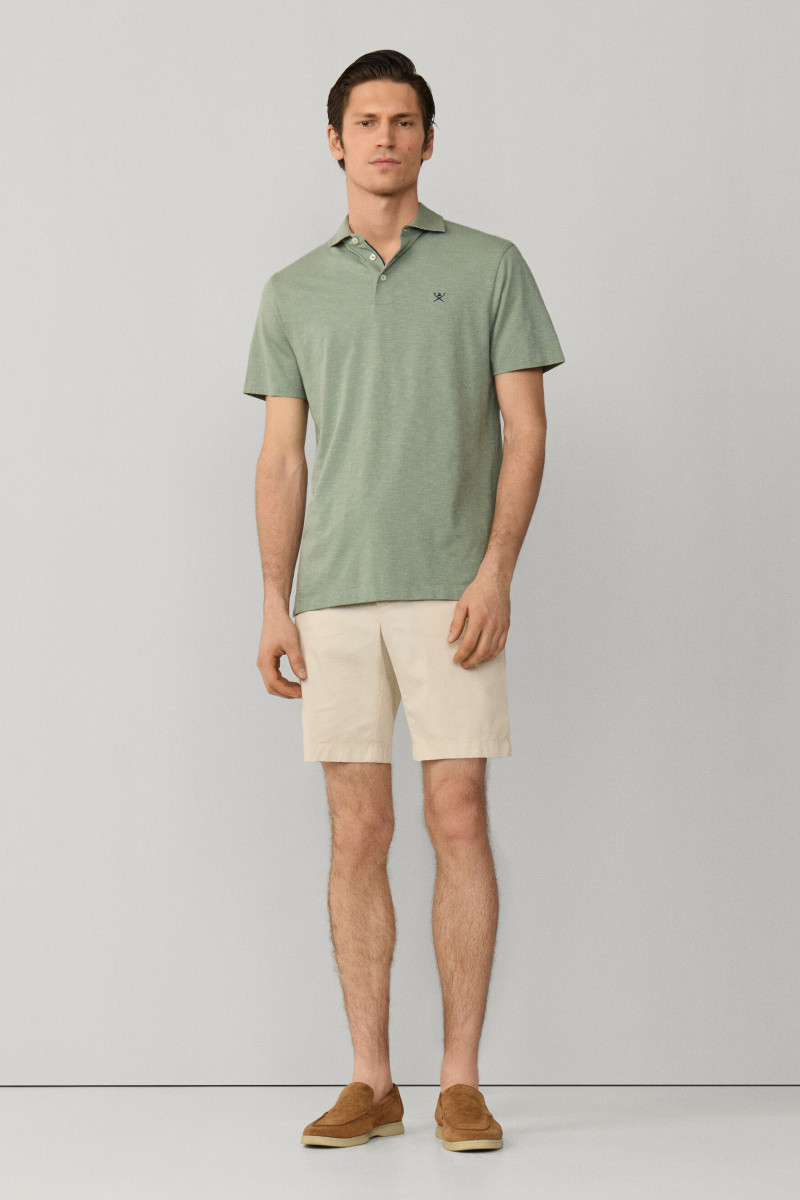 Polokošeľa Hackett London Swim Rose Cott Linen Sage Green