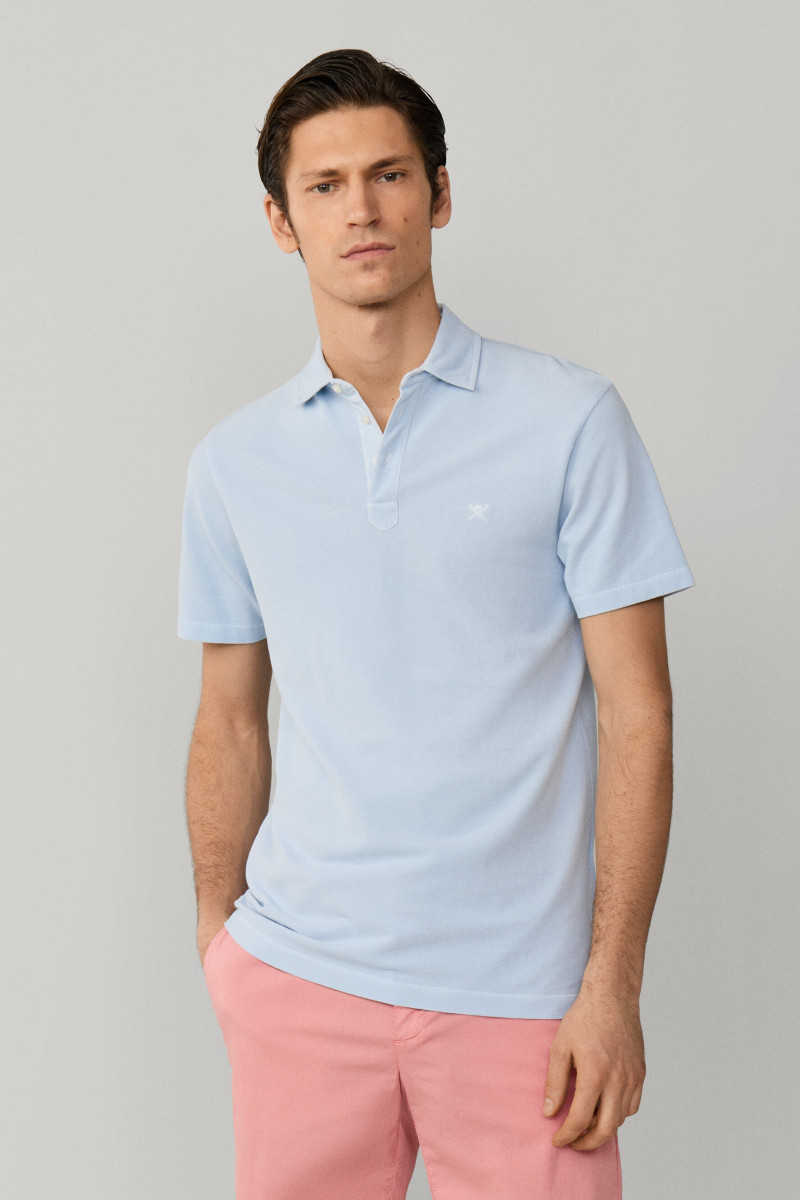 Póló Hackett London Gmd Pique Ss Light Blue