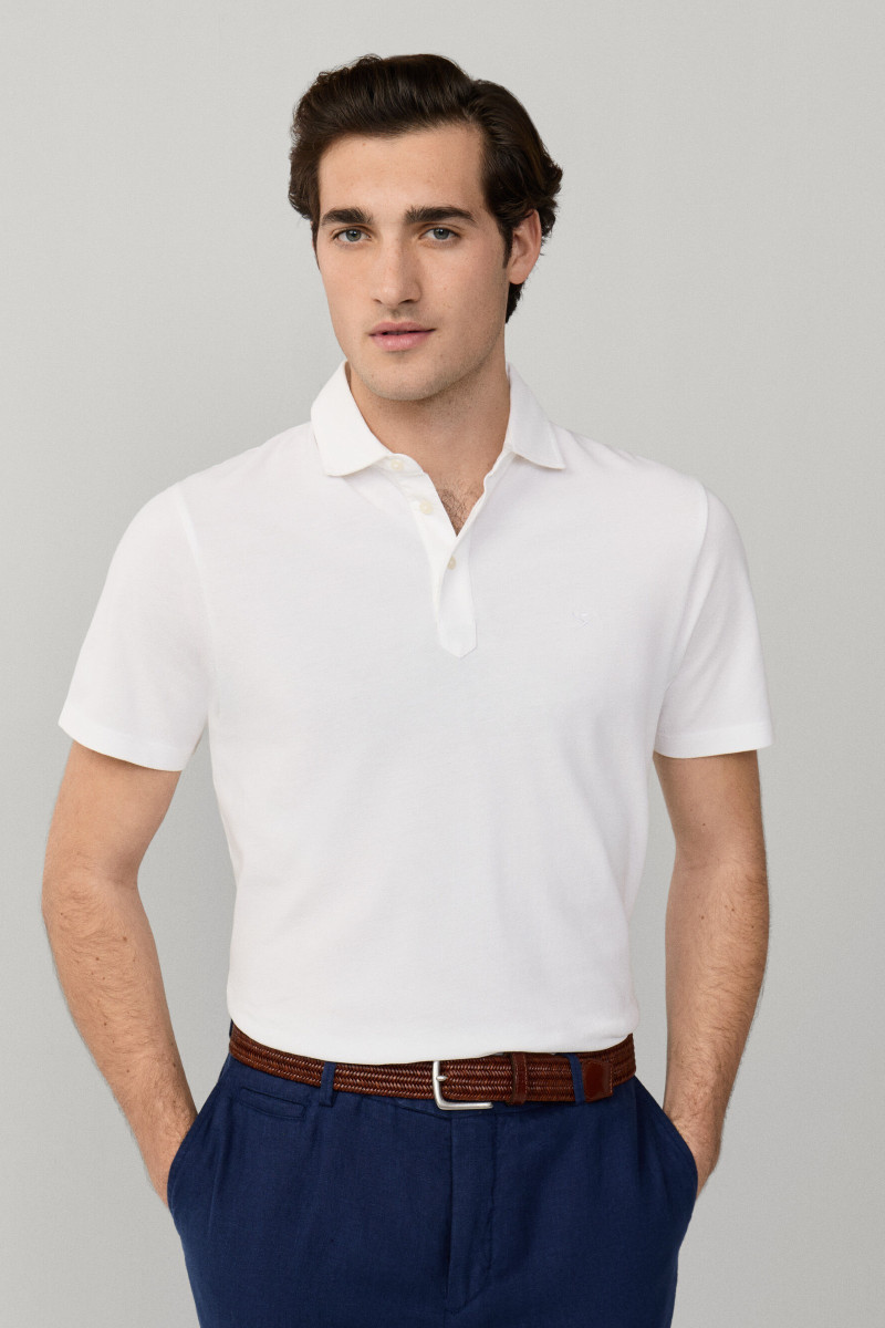 Polokošeľa Hackett London Gmd Pique Ss Optic White