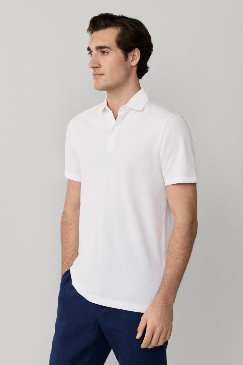 Polokošeľa Hackett London Gmd Pique Ss Optic White