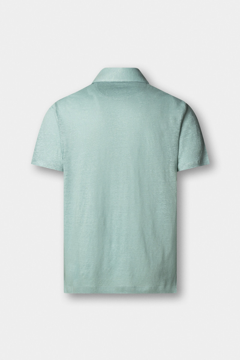 Polokošeľa Hackett London Linen Jsy Seersucker Menthol Green