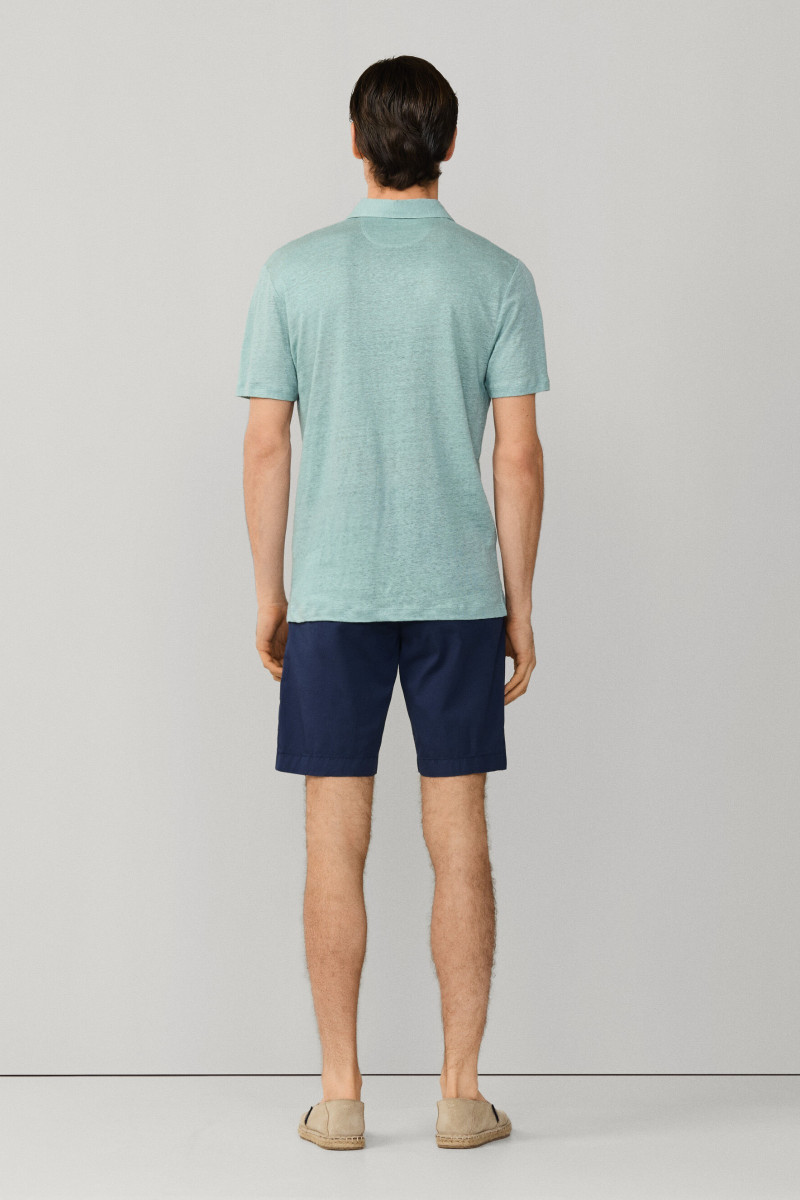 Polokošeľa Hackett London Linen Jsy Seersucker Menthol Green
