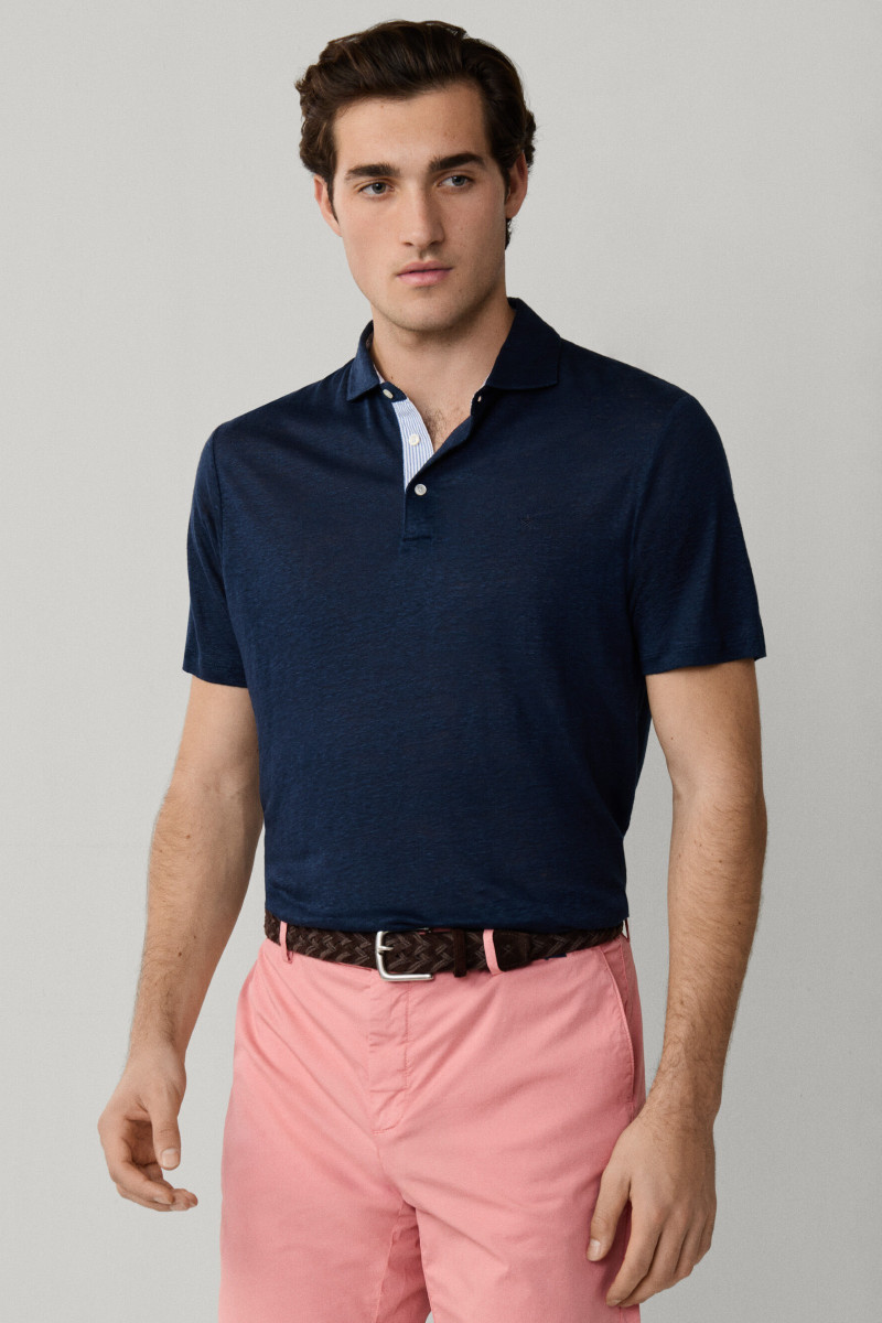 Polokošeľa Hackett London Linen Jsy Seersucker Old Navy