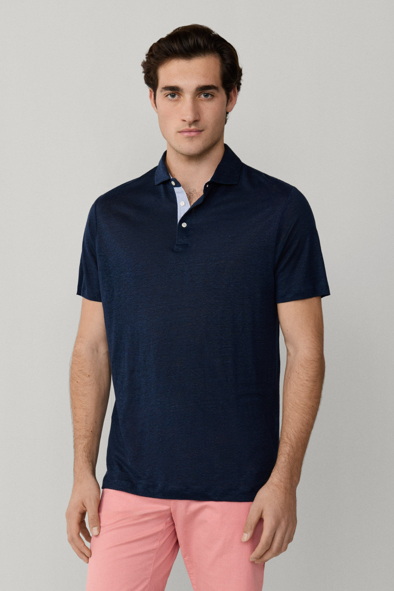 Polokošeľa Hackett London Linen Jsy Seersucker Old Navy