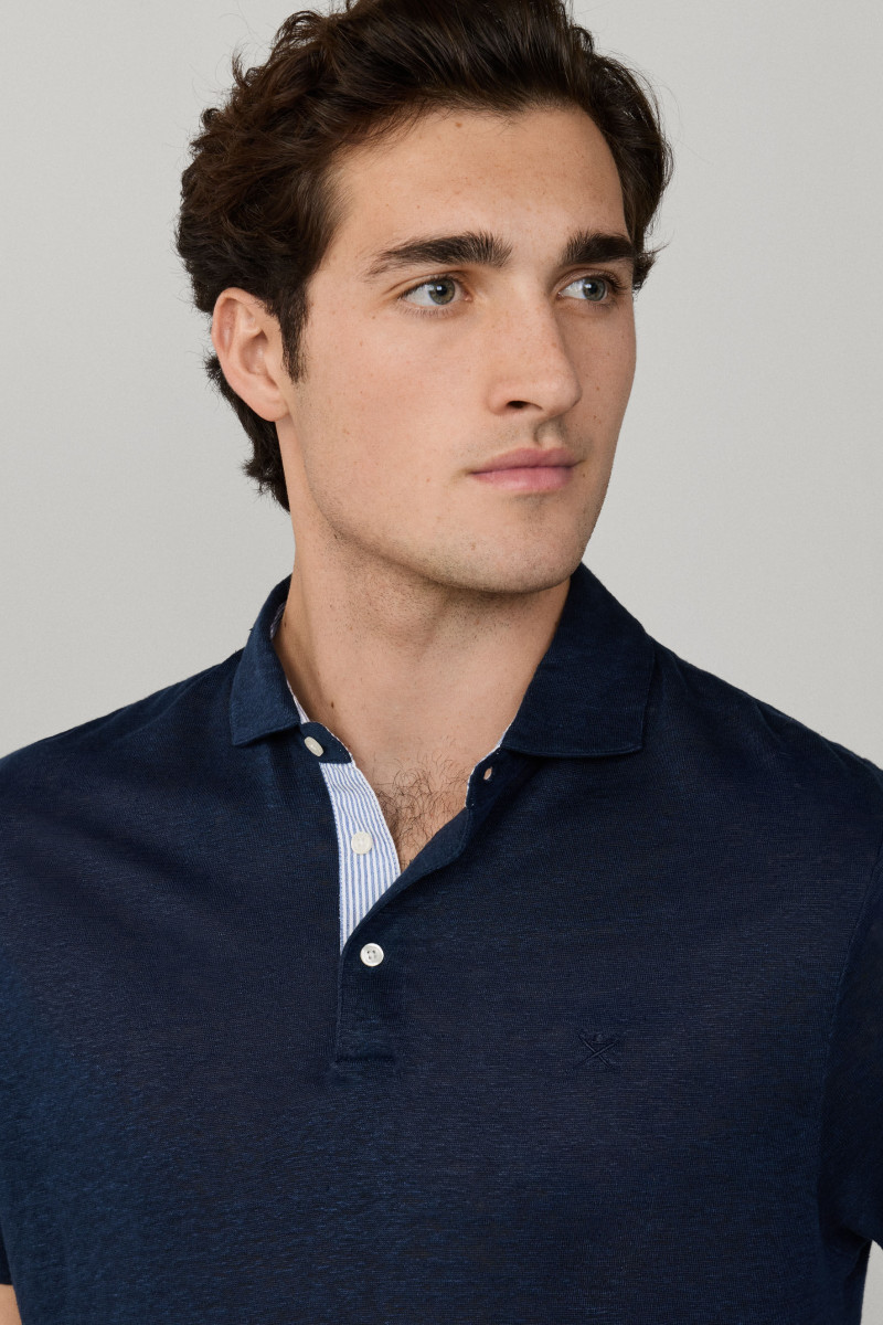 Polokošeľa Hackett London Linen Jsy Seersucker Old Navy