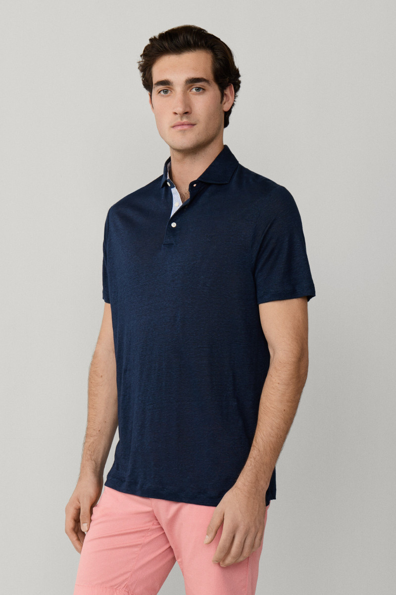 Polokošeľa Hackett London Linen Jsy Seersucker Old Navy