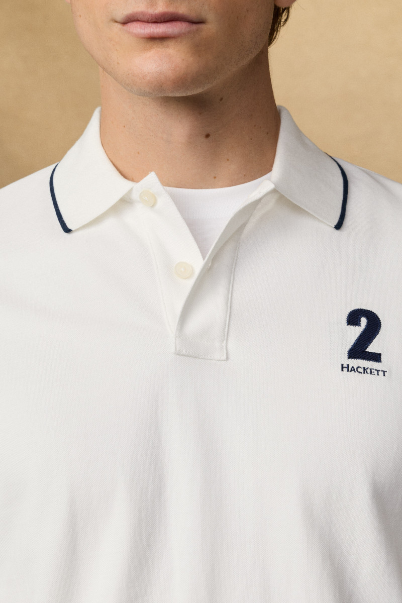 Polokošeľa Hackett London Heritage Nbr Polo Off White
