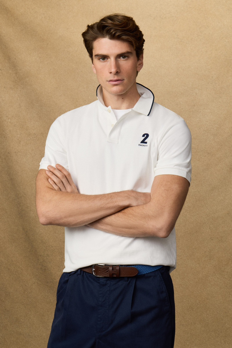 Polokošeľa Hackett London Heritage Nbr Polo Off White