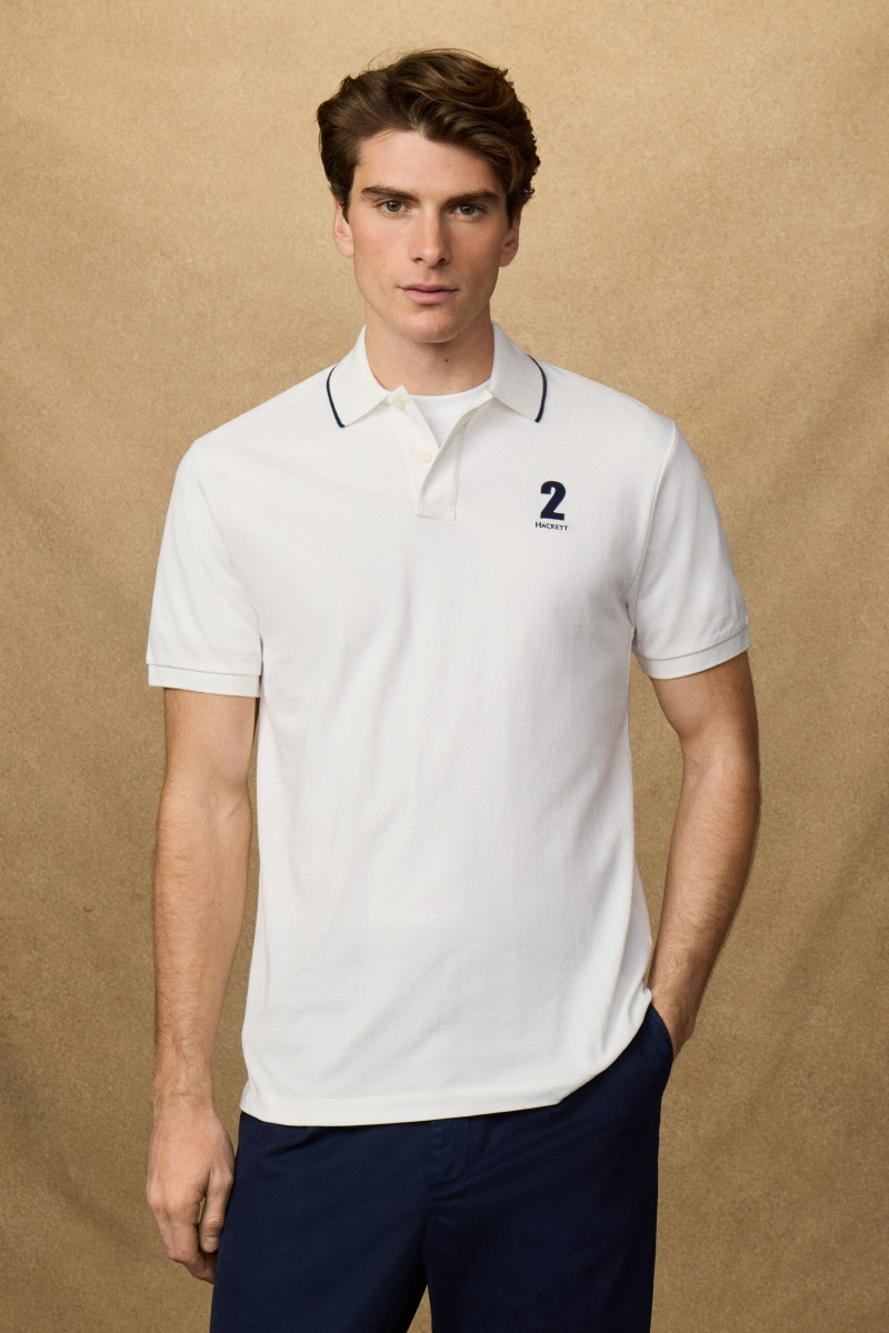 Polokošeľa Hackett London Heritage Nbr Polo Off White