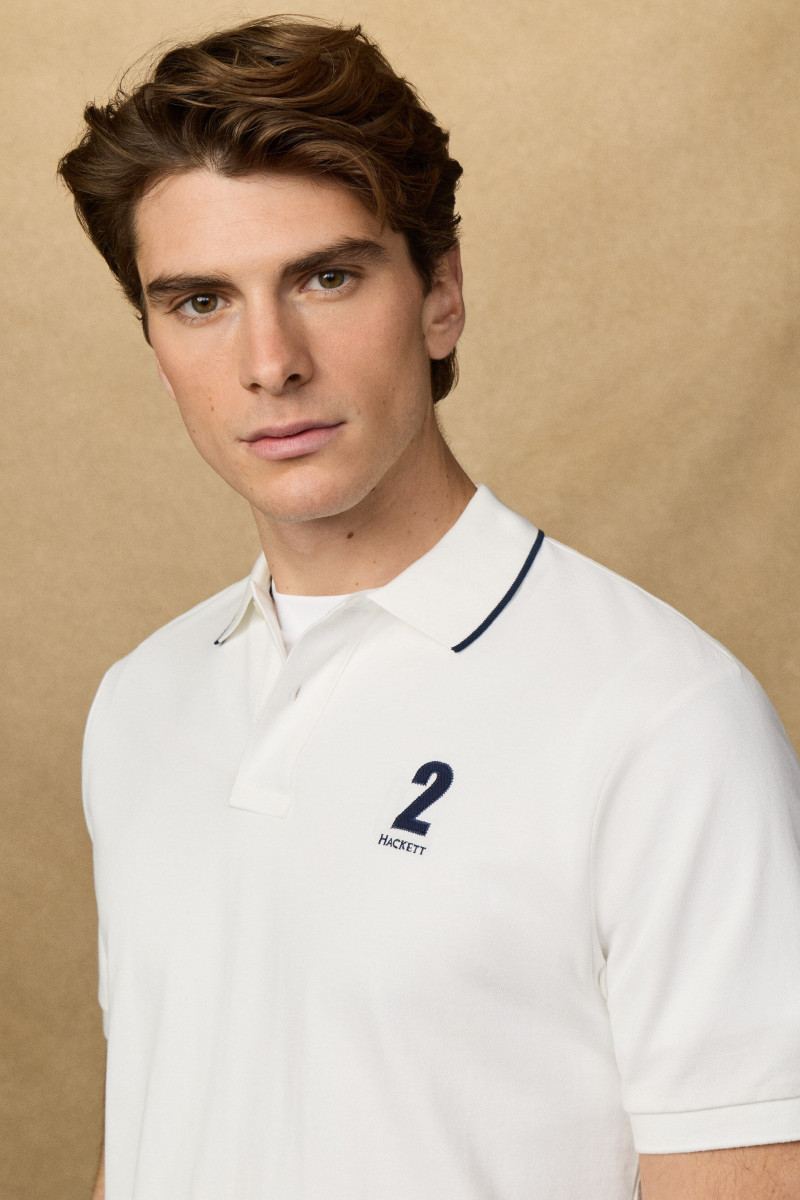 Polokošeľa Hackett London Heritage Nbr Polo Off White