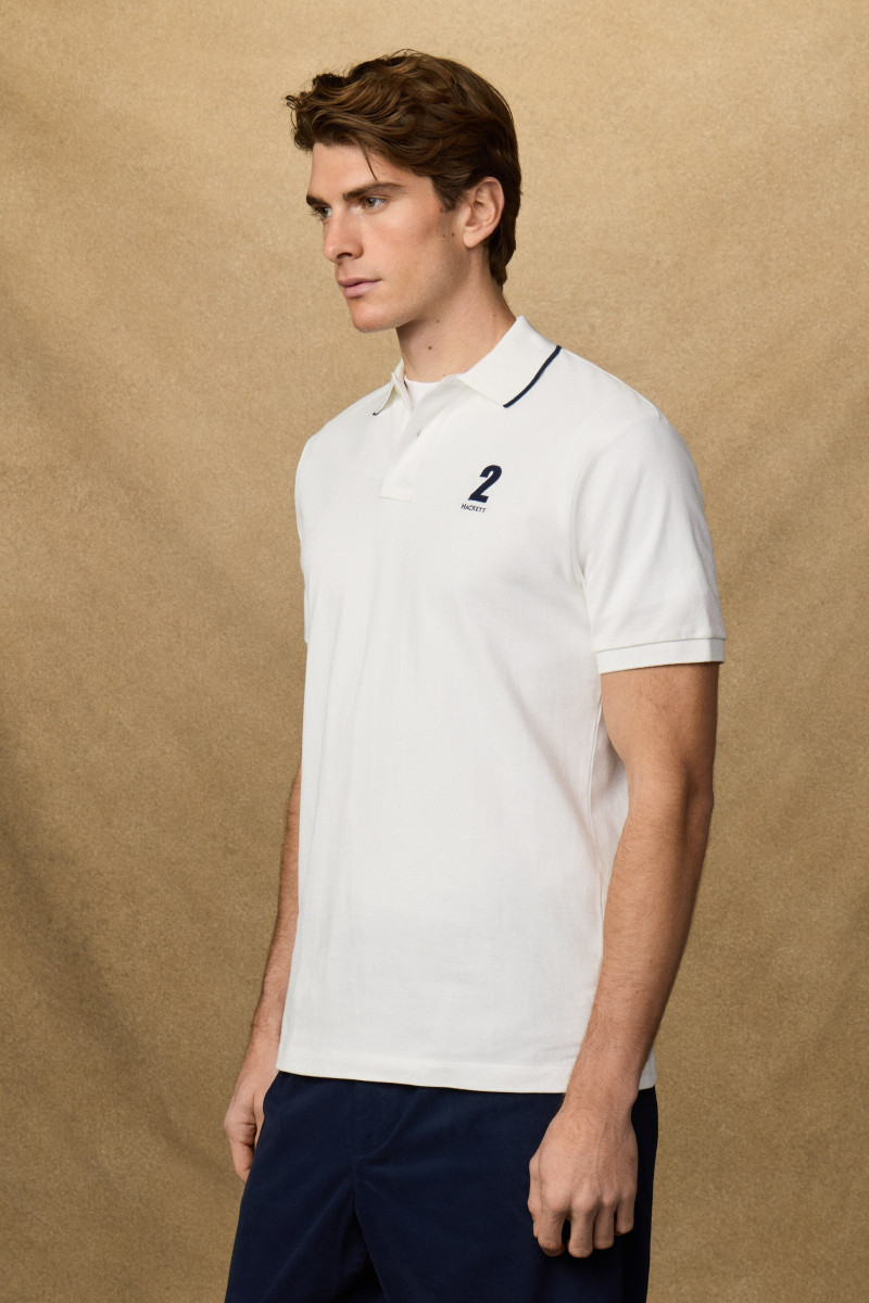 Polokošeľa Hackett London Heritage Nbr Polo Off White