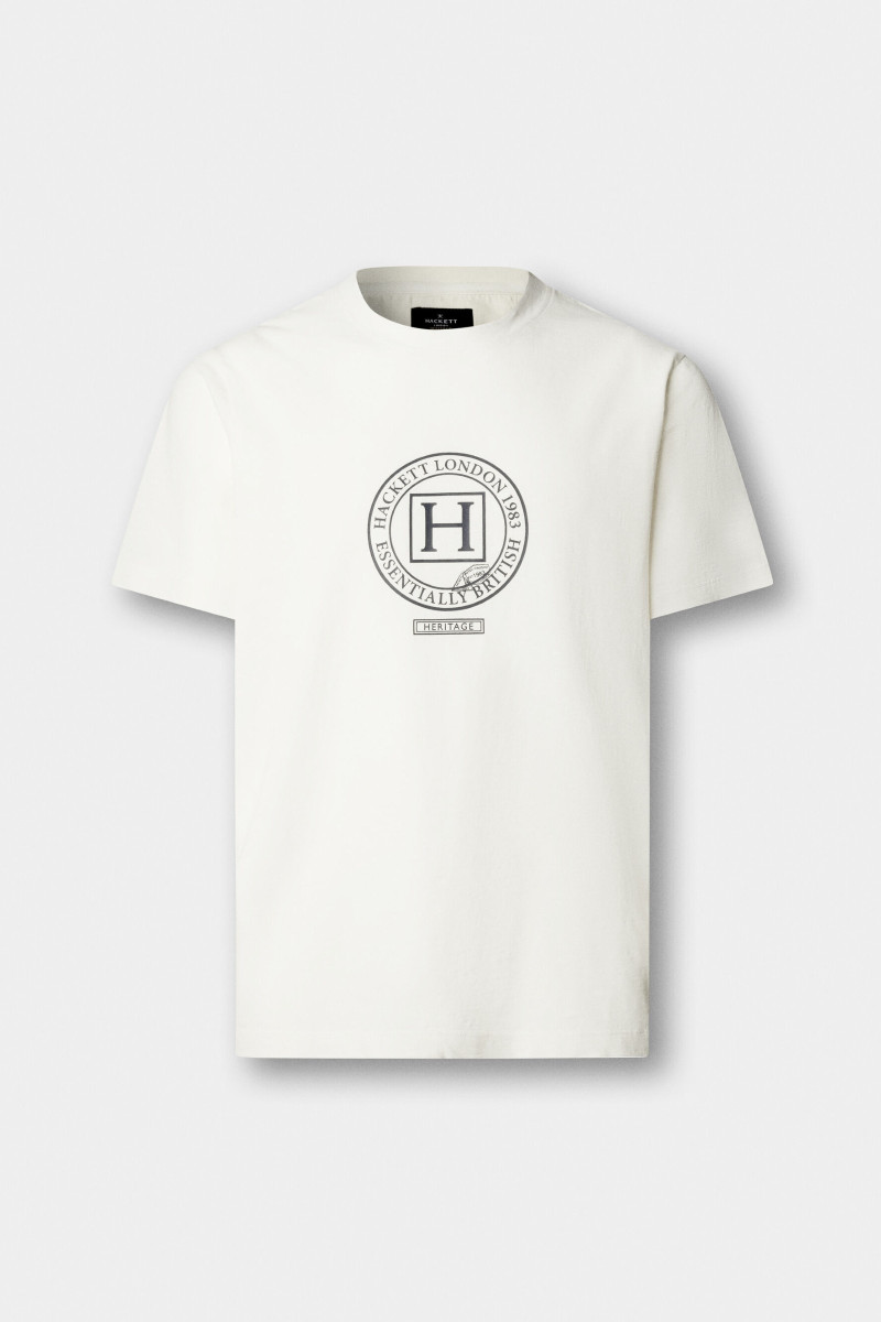 Tričko Hackett London Heritage H Exp Tee Off White