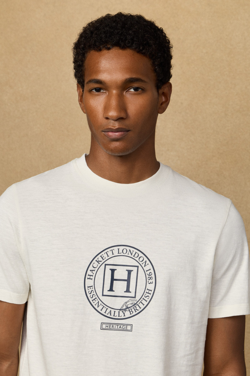 Tričko Hackett London Heritage H Exp Tee Off White