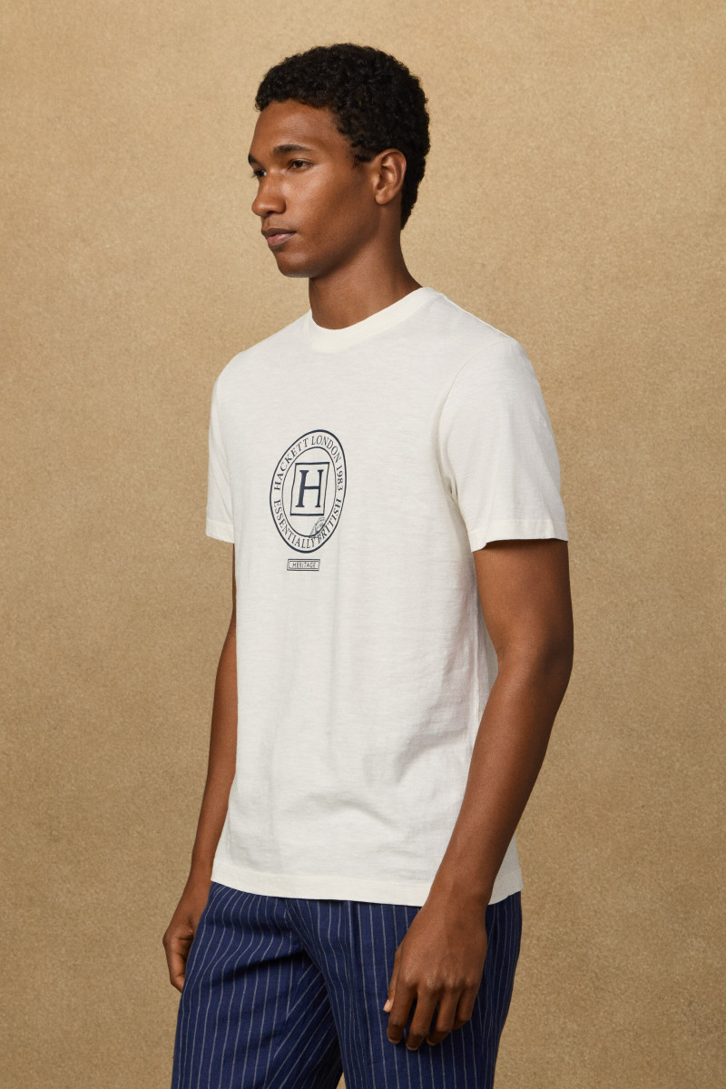 Tričko Hackett London Heritage H Exp Tee Off White