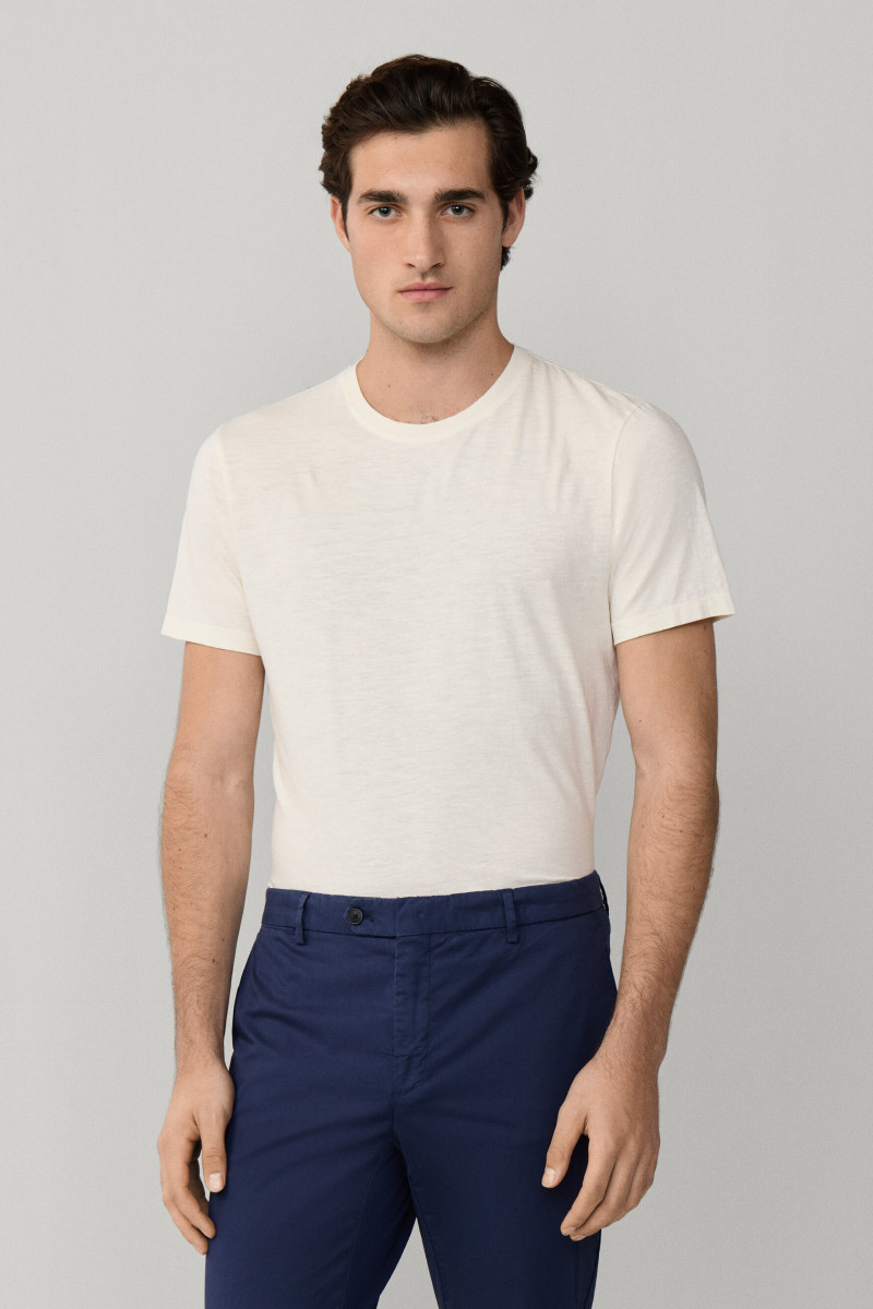 Póló Hackett London Swim Rose Cott Linen T Off White