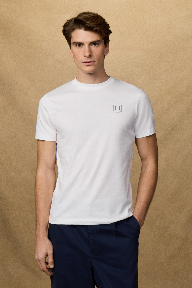 Tričko Hackett London Heritage H Small Logo Optic White