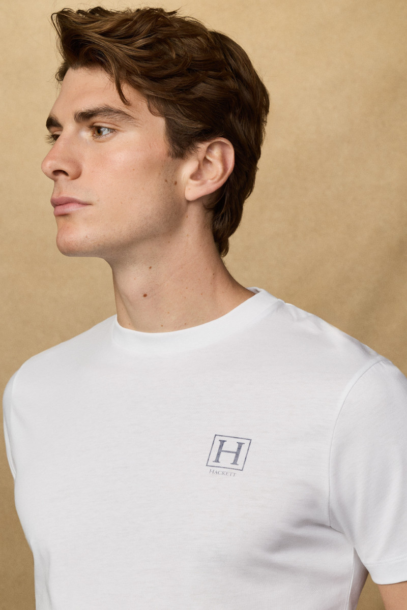 Tričko Hackett London Heritage H Small Logo Optic White