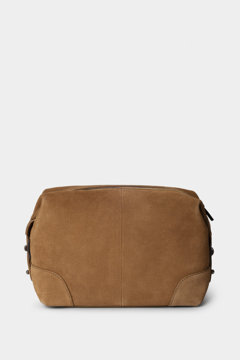 Wash Bag Hackett London Suede Washbag Dark Stone Beige