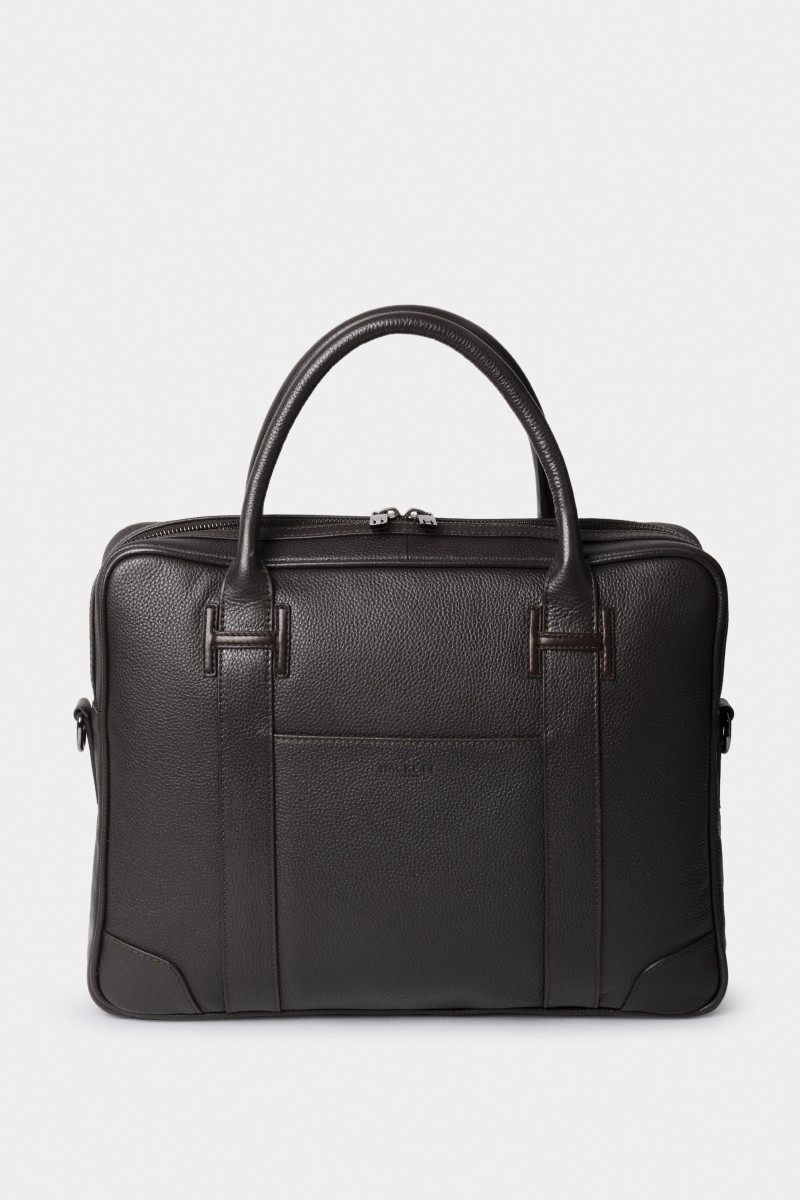 Taška Hackett London Leather Briefcase Dark Brown