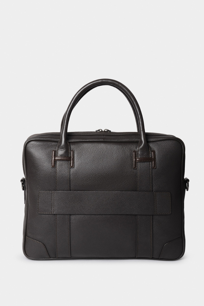 Taška Hackett London Leather Briefcase Dark Brown