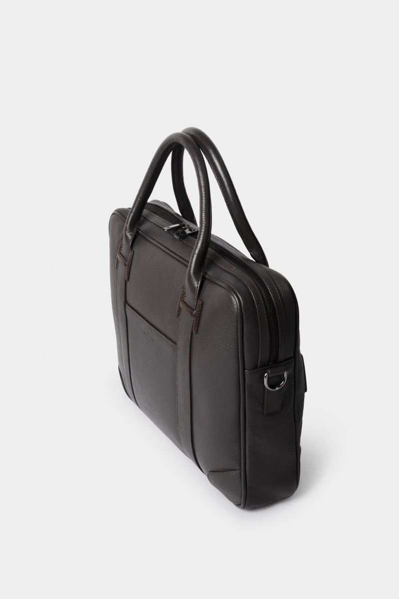 Taška Hackett London Leather Briefcase Dark Brown